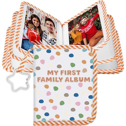Fullhawl My First Family Album for Baby Holds 17 4x6 Pictures Baby Photo Album Soft Cloth Book for Kids Toddlers Family Memory Gift(Boho)