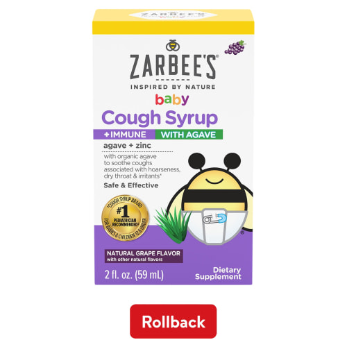 Zarbees Organic Baby Cough Syrup + Immune with Agave & Zinc, Cold Remedy for Infants, Grape Flavor