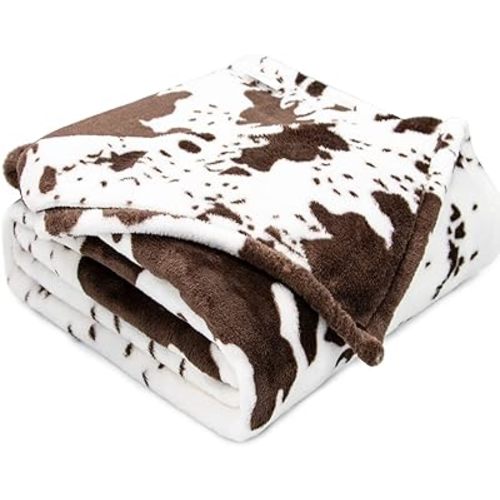 Cow Print Blanket for Kids - Ultra Soft Fuzzy Fleece Throw for Toddlers & Boys Girls | Cute Nursery Decor, Birthday Gift (Black & White) 40"x50"