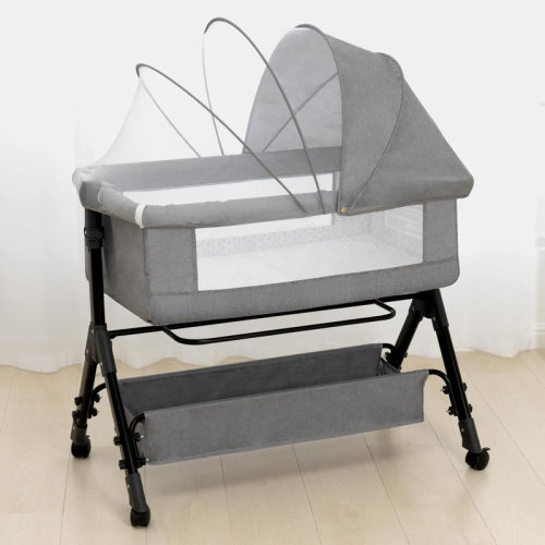 Ebern Designs 3 In 1 Infant Bassinet Crib Side Sleeper, Crib Side Crib, Adjustable Infant Bassinet With Wheels, Storage Basket, Mattress, Easy To Assemble And Fold Portable Infant Bassinet | Wayfair
