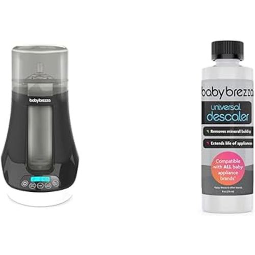 Baby Brezza Electric Baby Bottle Warmer, Digital Display & Descaler 8 oz. Made in USA. Universal Descaling Solution for Baby Brezza and Other Baby appliances.