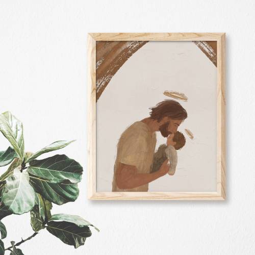 Saint Joseph and Baby Jesus | Catholic Art Print