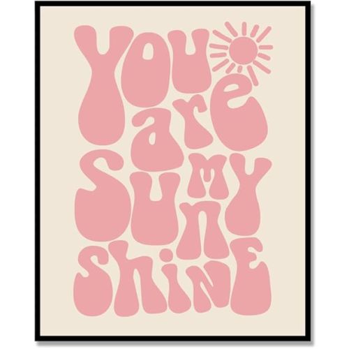 You Are My Sunshine, Girls Room Decor, Kids Room Decor, Nursery Print, Kids Bedroom, Boho Wall Art, Kids Boho Room, Pink, Unframed (11X14 INCH)