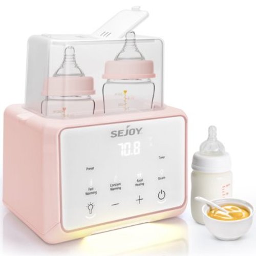 Sejoy Baby Bottle Warmer, Fast Baby Food Heater for Breast Milk and Formula, Steam Sterilizer, Pink