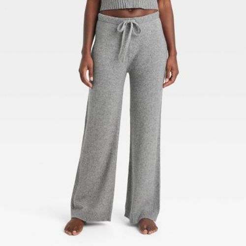 Women's Sweater Wide-leg Pajama Pants - Auden™ Heathered Gray, Large