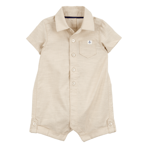 Baby Button-Front Romper- Tan - Carter's | Carter's