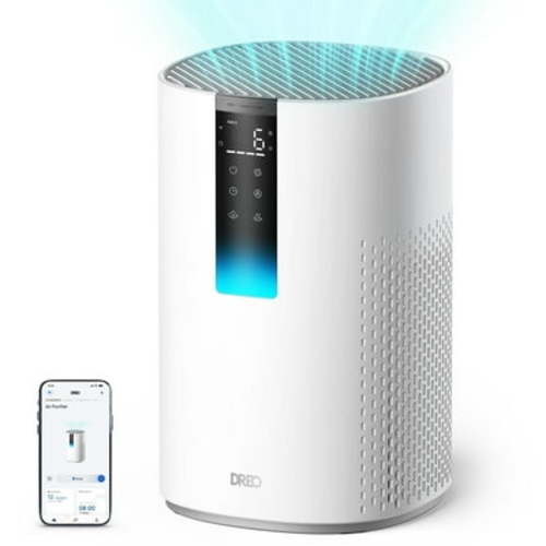 Dreo HEPA Air Purifier for Large Room up to 1600 sq.ft/2h, Smart Purificador for Allergies and Asthma, Remove 99.97% Pet Hair, 5-Stage Filter with PM2.5 Air Quality Display, 17.5W DC Motor Energy-Sav