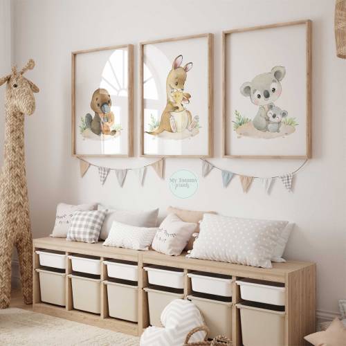 Australian Animal Nursery Prints Australia Themed Wall Art Perfect for Kids Rooms Set of 3