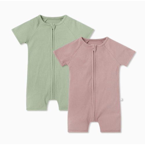 Ribbed Summer Zip Romper 2 Pack