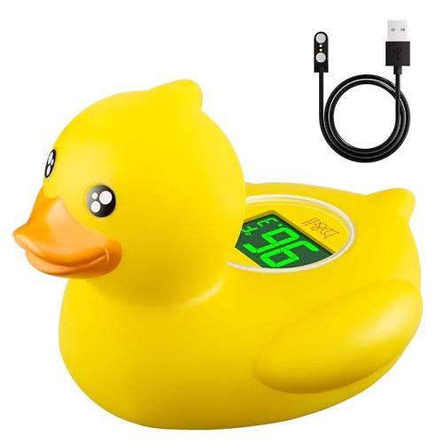 b&h Rechargeable Baby Bath Thermometer, Digital Water Temperature Monitor for Bathtub and Room, Floating Bath Toy for Newborns & Infants, Safe & Accurate, Baby Duck