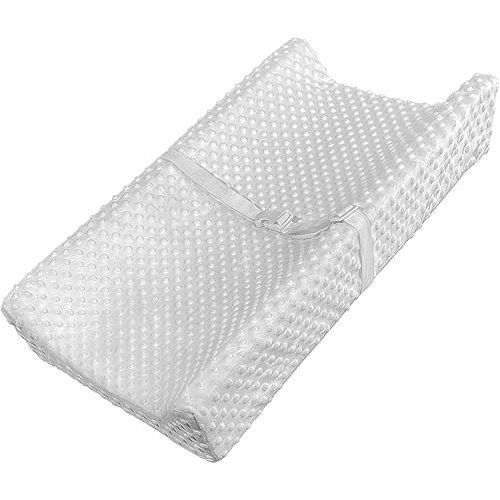 YENING Mini Baby Diaper Changing Pad for Dresser Top with Cover 27" x 16", Waterproof Lining Small Foam Contoured Changing Table Pads Topper Grey