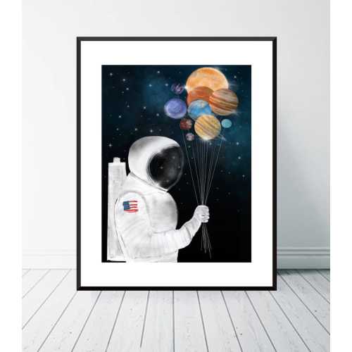 Space Party. Astronaut wall art, Solar system print, Solar system poster, Solar system art, Space posters, Nursery solar system print.