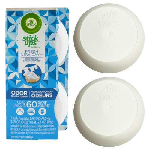 2 Pack Air Wick Stick Ups Air Freshener Trash Odor Eliminator Crisp Breeze Aroma