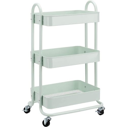 Amazon Basics 3-Tier Rolling Utility or Kitchen Cart - Mint Green