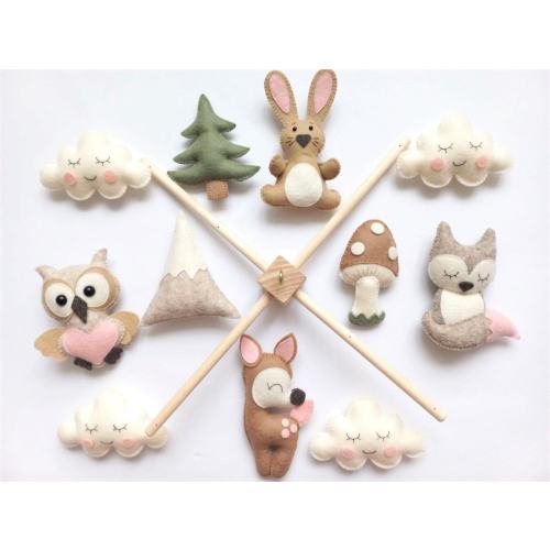 Baby Mobile "Forest Animals". Baby mobile, Baby shower gift, New baby gift, Felt animals toy, baby mobile woodland, forest mobile