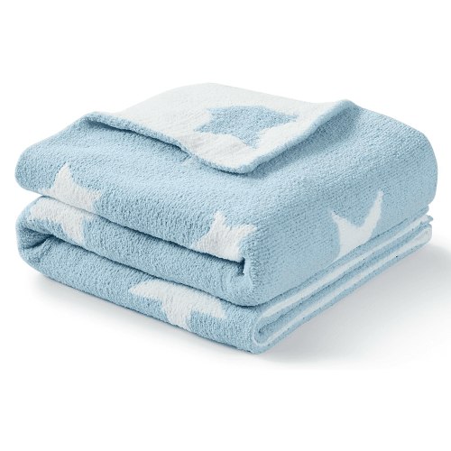 CREVENT 30''X40'' Chenille Warm Baby Blanket for Boys Infants Toddlers' Bedding Crib Cot Stroller, Baby Shower Birthday Newborn's Gift,Unisex,Blue Heart
