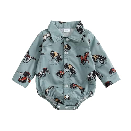 Newborn Baby Boy Western Outfit Horse Boots Bodysuit Cowboy Country Farm Gentlemen Shirt Romper Fall Clothes