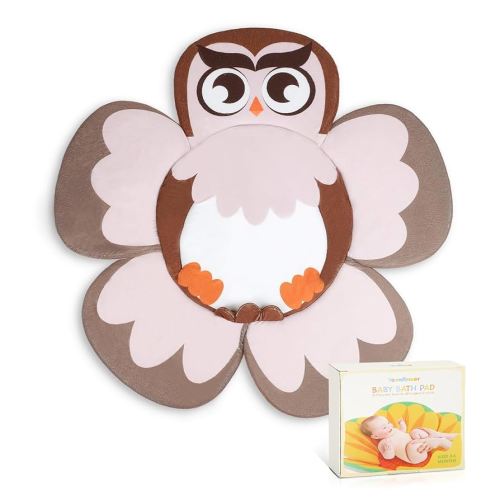 Baby Bath Seat for Infant Bathtub Sink, Non-Slip Flower Bathtub for Infants 0-6 Months, Soft Baby Sink Bath Cushion for Babies Bath Time, Newborns Bath Essentials Must Haves-Owl