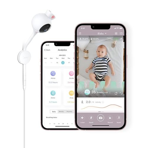 iBaby Smart Baby Breathing Monitor - with Camera and Audio, Tracking Baby's Breathing, Sleeping, Movement. i2 Wi-Fi Video Baby Monitor, Contactless, Work with Smartphone. - i2 with Breathing and Movement Detection