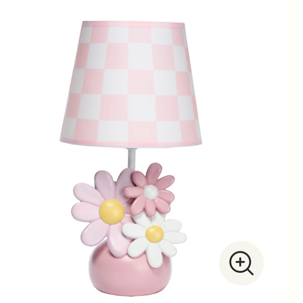 Daisy Dreams Hand-Painted Pink Floral Lamp w/ Shade and LED Bulb – Lambs & Ivy
