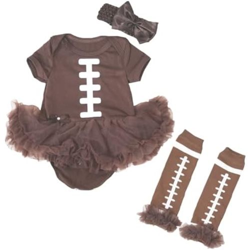 Petitebella Rugby Print Brown Bodysuit Brown Baby Dress Leg Warmer Nb-18m