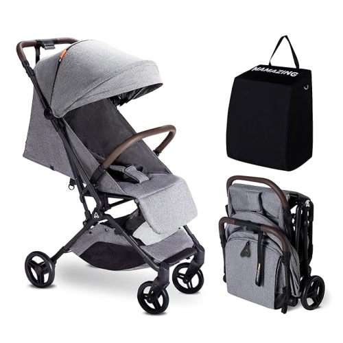 Lightweight Baby Stroller, Mom’s Choice Gold Award Winner, Ultra Compact & Airplane-Friendly Travel Stroller, One-Handed Folding Stroller for Toddler, Only 11.5 lbs, Grey - Grey, No organizer & cushion