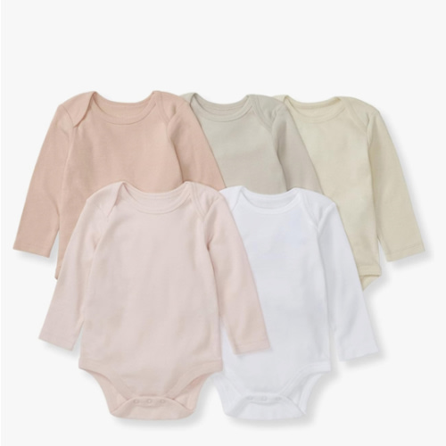 Burt's Bees Baby Unisex Organic Cotton Short and Long Sleeve Bodysuits, 5-Pack