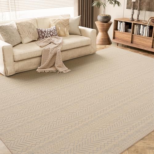 AMOAMI-Washable Area Rugs 5x7-Boho Khaki Rugs for Living Room Machine Washable-3D Rugs for Bedroom-Non Slip Floor Rug-Moroccan Washable Rugs for Bedroom Dining Room