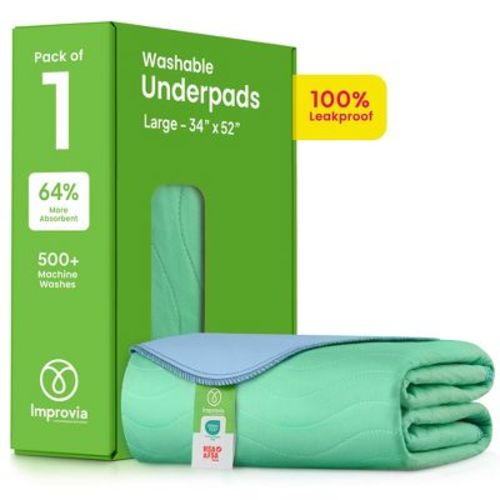 Improvia Washable Underpads, Heavy Absorbency Reusable Bedwetting Incontinence Pads - Blue