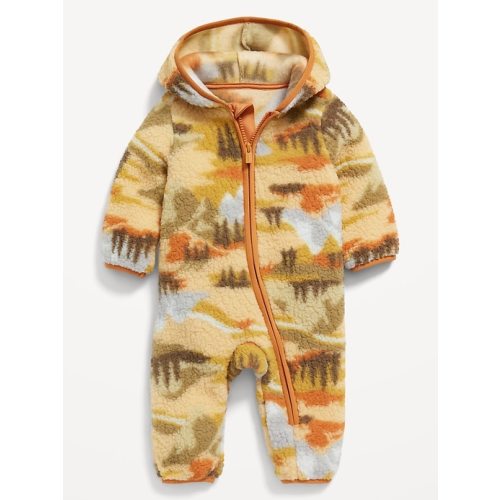 Unisex Printed Sherpa Hooded One-Piece for Baby