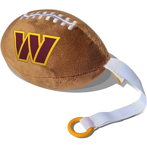 Washington Commanders Plush Football Pacifier Holder by Smilo - Officially Licensed NFL Soother Holder - Soft Plush Toy and Dummy Holder - Fits Any Pacifier - Stroller Accessory & Newborn Essential