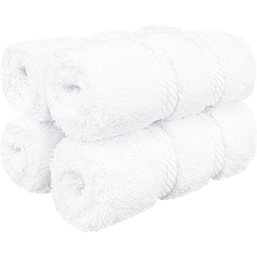American Soft Linen Luxury Washcloths for Bathroom, 600 GSM 100% Cotton 4 Piece Turkish Wash Cloth Set, 13x13 in Soft Rags for Body and Face, White Washcloths