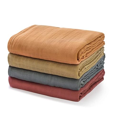 Momcozy Muslin Swaddle Blankets, Soft Silky Baby Blankets for Baby Boys & Girls, 4-Pack Lightweight and Breathable Baby Swaddle, Baby Blankets Unisex, 47 x 47 inches - Brown