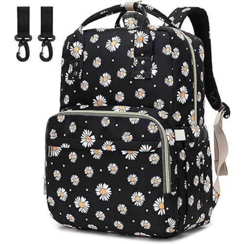 Daisy Diaper Bag Backpack for Baby Girls Boys, Waterproof Maternity Nappy Backpacks with Stroller Straps Luggage Strap for Moms