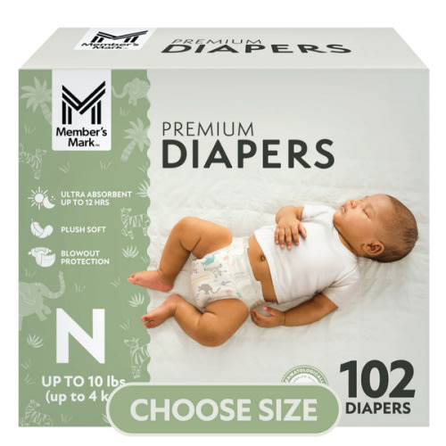 Member's Mark Premium Baby Diapers, Sizes: Newborn - 8 - Sam's Club