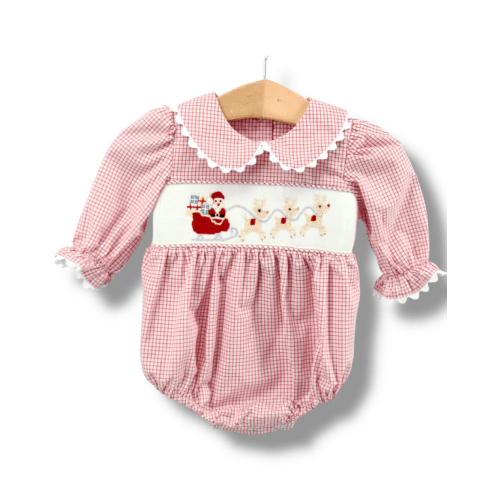 Santa's Coming Smocked Girls Bubble – Kristin Lynn Kids