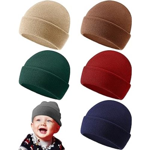 Liitrsh Pack of 6 Winter Baby Beanies Soft Warm Newborn Toddler Infant Cute Knit Baby Hats for Boys Girls Kids