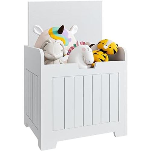 Storage Box Small Cube Toy Storage Organizer White ,White Wooden Entryway Storage Bin for Home Books Clothes Toy,Small Square Nightstand for Living Room,Playroom,Bedroom