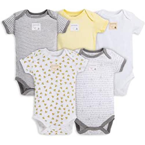 Burt's Bees Baby Unisex Baby Bodysuits, 5-Pack Short & Long Sleeve One-Pieces, 100% Organic Cotton