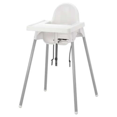 High chair with tray, white/silver colorHigh Chair Placemat for Baby High Chair