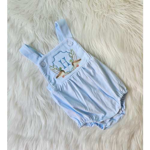 Embroidered Duck Sunsuit, Monogrammed Baby Summer Outfit