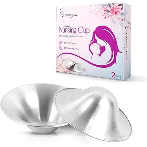 Silver Nursing Cups for Breastfeeding - Nipple Shields for Nursing Newborn 18mm - 925 Silver Nipple Shield - Breast Shields for Nursing Includes Silicone Storage Box - 2 Count (Large)
