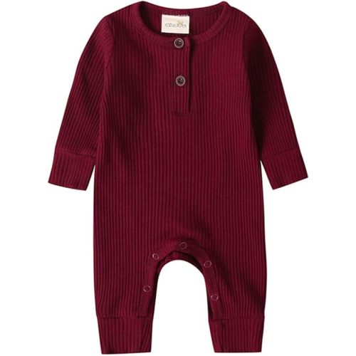 Newborn Summer Baby Boy Girl Rompers Bodysuit Jumpsuit Playsuit One Piece Outfit Clothes - 0-3 Months - F-long Sleeve Romper Wine Red