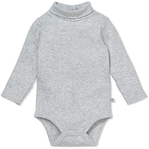 6-9 M | MORI Baby Unisex Premium Turtleneck Bodysuit for Boys and Girls - Winter Cozy Long Sleeve Romper Top with Nickel Free Poppers