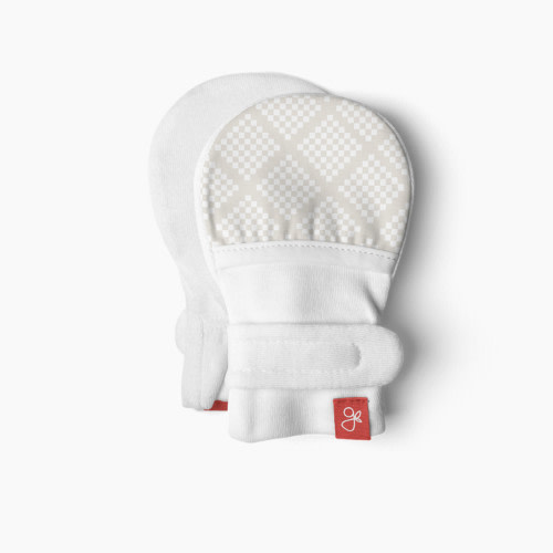 Goumi Kids Organic Cotton Mitts - Diamond Dots Cream, 0-3 Months