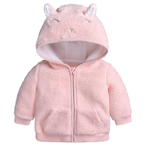 TAIAOJING Winter Coats for Kids with Hoods Winter Rabbit Ears Zipper Thicken Windproof Warm Outwear Jacket for Baby Boys Girls 0-3 Months