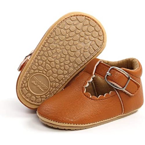 SOFMUO Baby Boys Girls Lace Up Leather Sneakers Soft Rubber Sole Infant Moccasins Newborn Oxford Loafers Anti-Slip Toddler Wedding Uniform Dress Shoes