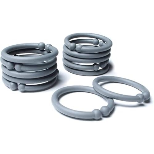 BIBS Loops BPA-Free Baby Link Rings for Strollers, Crib, Toys, and Travel | Made in Denmark (Smoke) 12-Pack