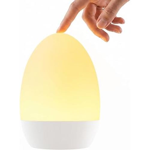 FULNIX Egg Light for Nursery, Eye-Caring Touch Control Rechargeable Baby Night Light with 17 Color Modes, Dimmable Night Feeding Egg Light for New Parents & Kids Bedroom
