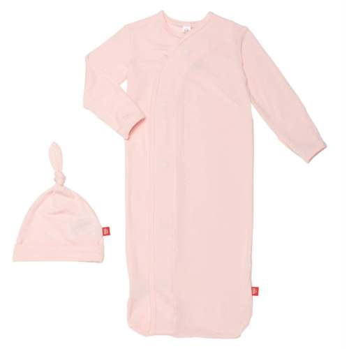 pink dogwood modal magnetic cozy sleeper gown + hat set